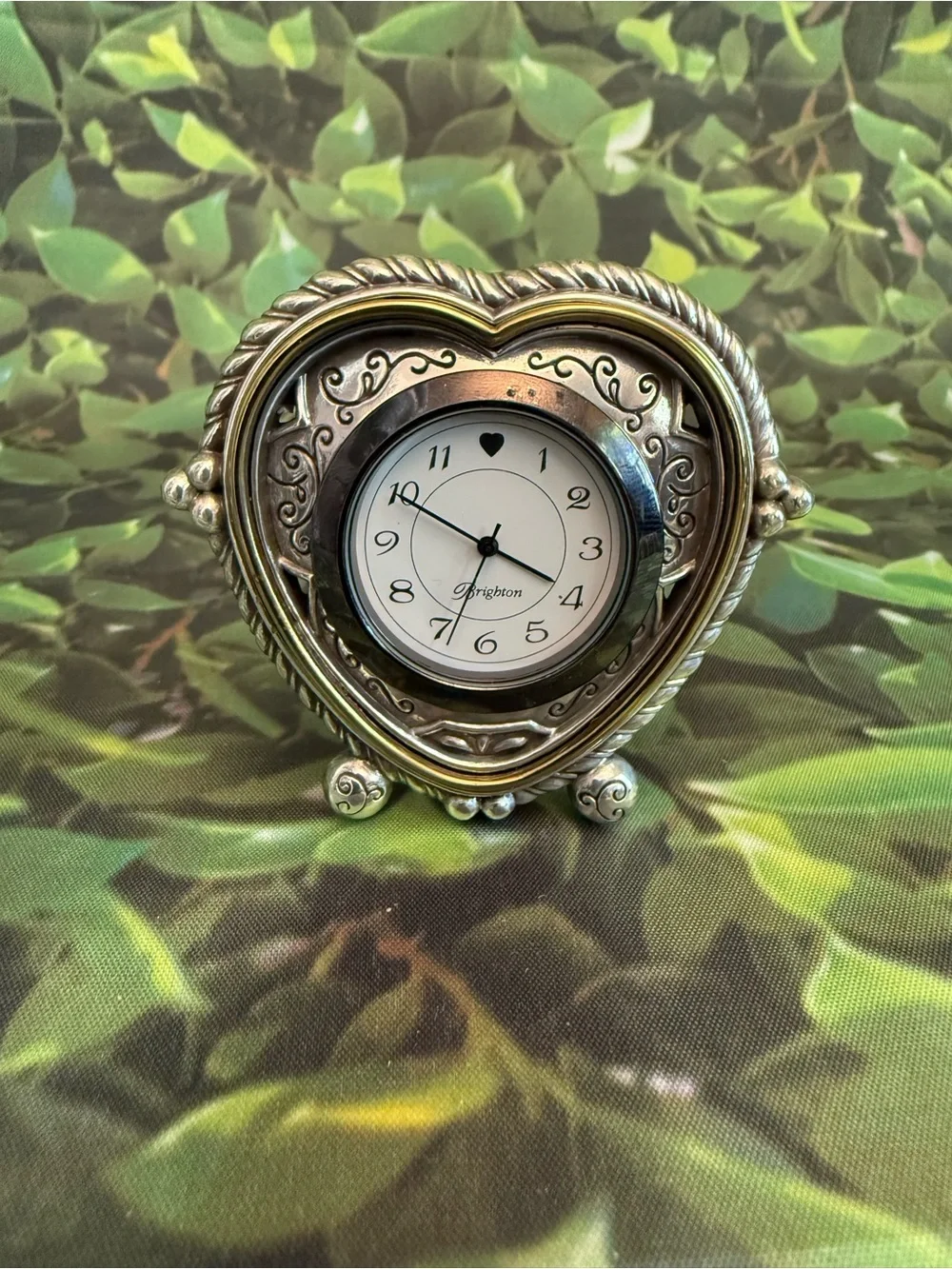 Brighton Silver-Tone Heart Table Clock